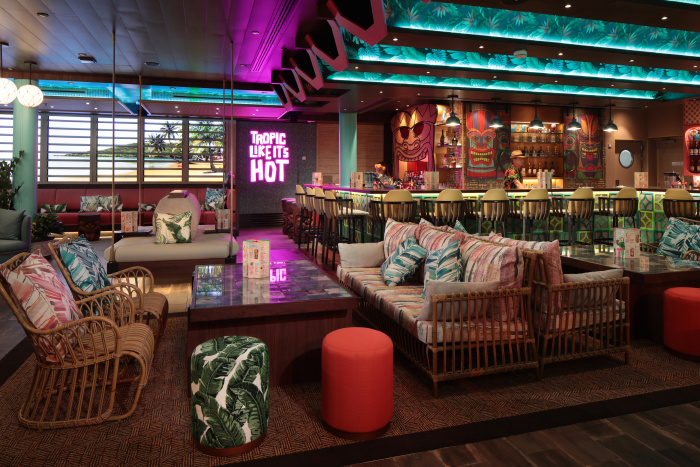 In the lineup of 40-plus ways to dine, drink and party on Royal Caribbean’s Utopia of the Seas is the first Pesky Parrot. The new Caribbean tiki bar on the Royal Promenade serves up fruit-based cocktails, frozen drinks and surprises.