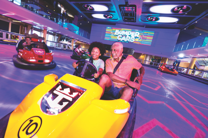 It’s game on for multigenerational families and vacationers of all ages alike in the next-generation SeaPlex on board Odyssey of the Seas. The two-level largest indoor and outdoor activity complex at sea features an array of activities, from bumper cars to new and classic arcade games.