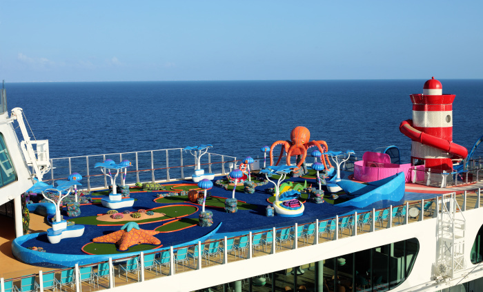 With Royal Caribbean’s Utopia of the Seas, the ultimate short getaway, playtime for the kids is also taken to the next level, from mini golf at AquaDunes to adventures at Utopia Playscape, featuring a 39-foot-tall climbable lighthouse, three dry slides, a ninja obstacle course and buoy swings.